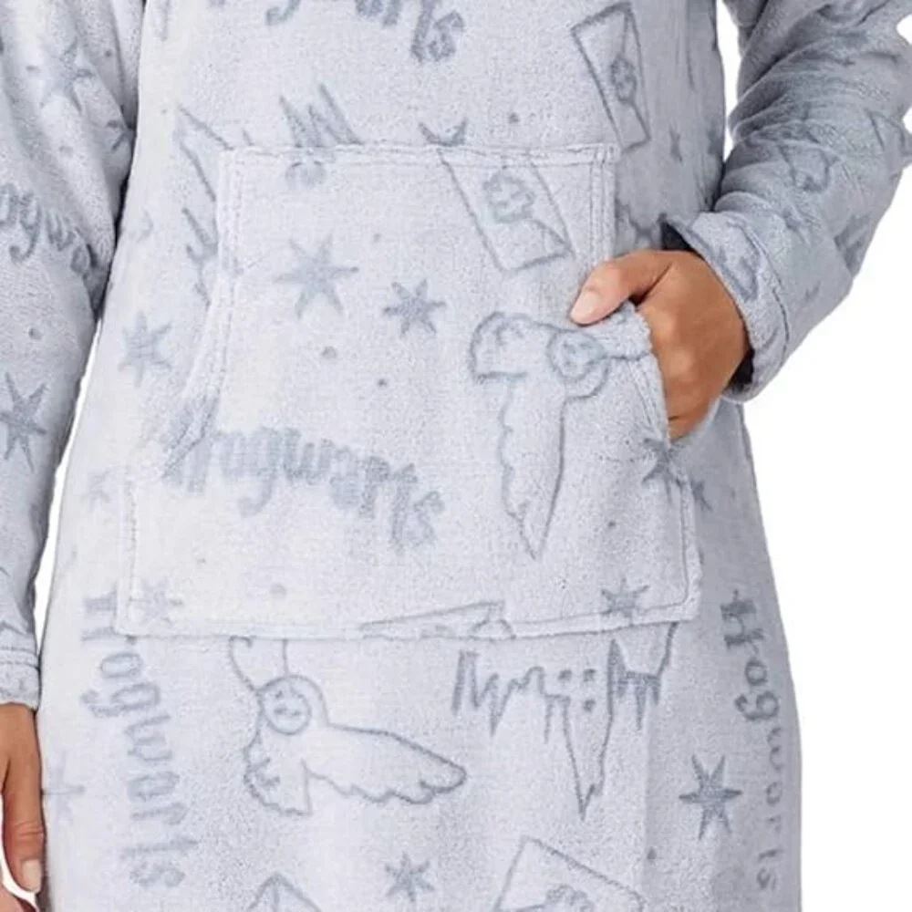 Harry Potter Wizarding World Women's Fleece Lounge Hoodie Gray and Blue sz M EUC
